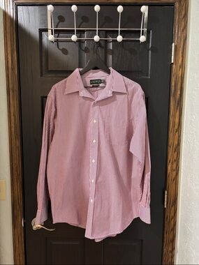 Ralph Lauren Men’s Red and White Pinstripe Dress Shirt